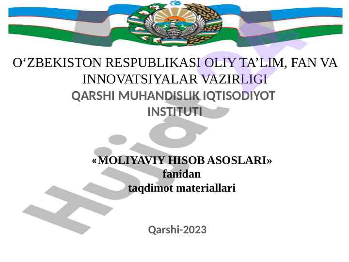 Nomoddiy aktivlar hisobi taqdimot materiallari