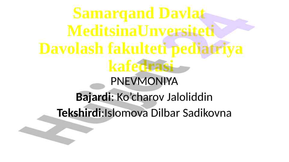 O‘tkir pnevmoniya: bolalardagi kasalliklar tahlili