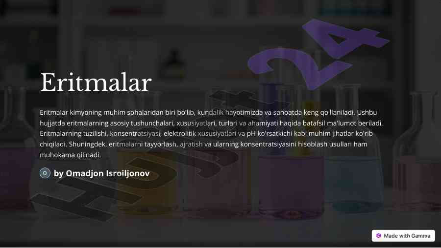 Eritmalar tushunchalari va ahammiyati