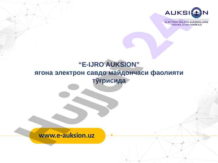 E-ijro auksion faoliyati haqida ma'lumotlar