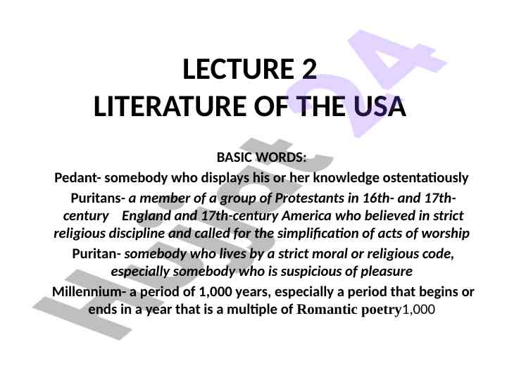 Literature of the usa key concepts and definitions