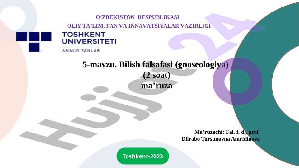 Bilish falsafasi gnoseologiya ma’ruza
