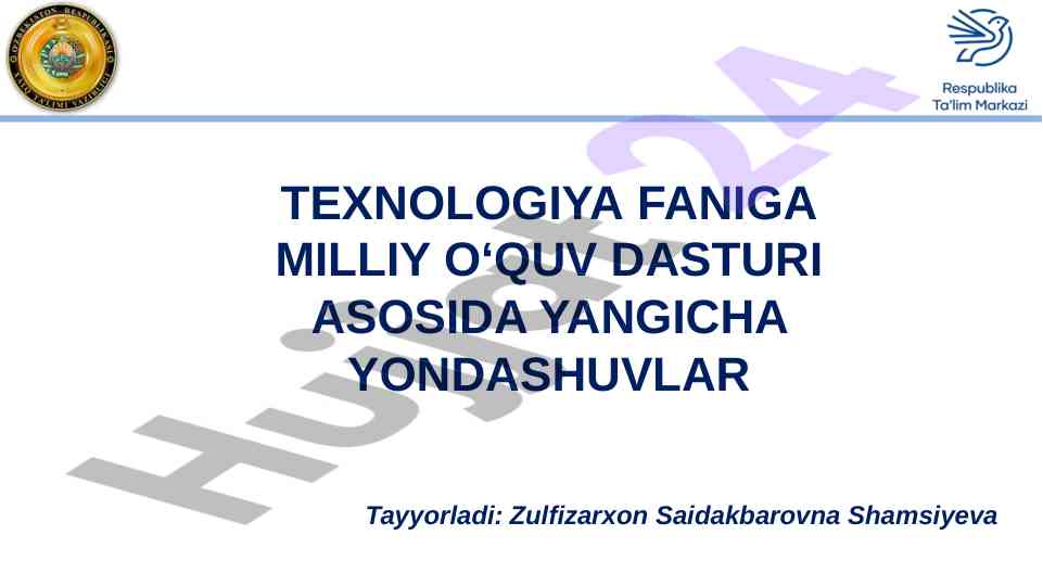 Yangicha yondashuvlar asosida texnologiya fanida