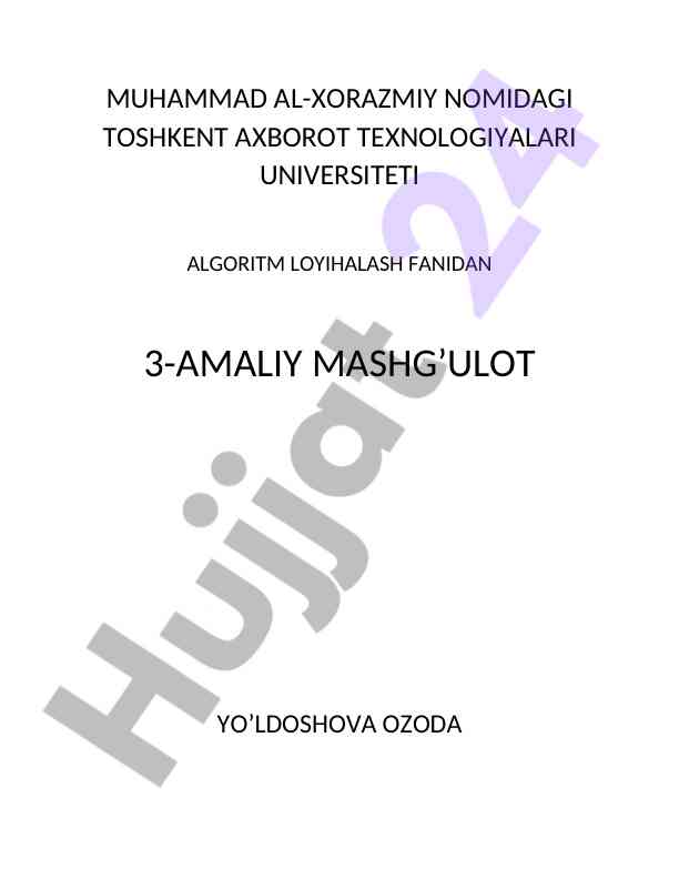 Algoritm loyihalash fanidan amaliy mashg'ulot