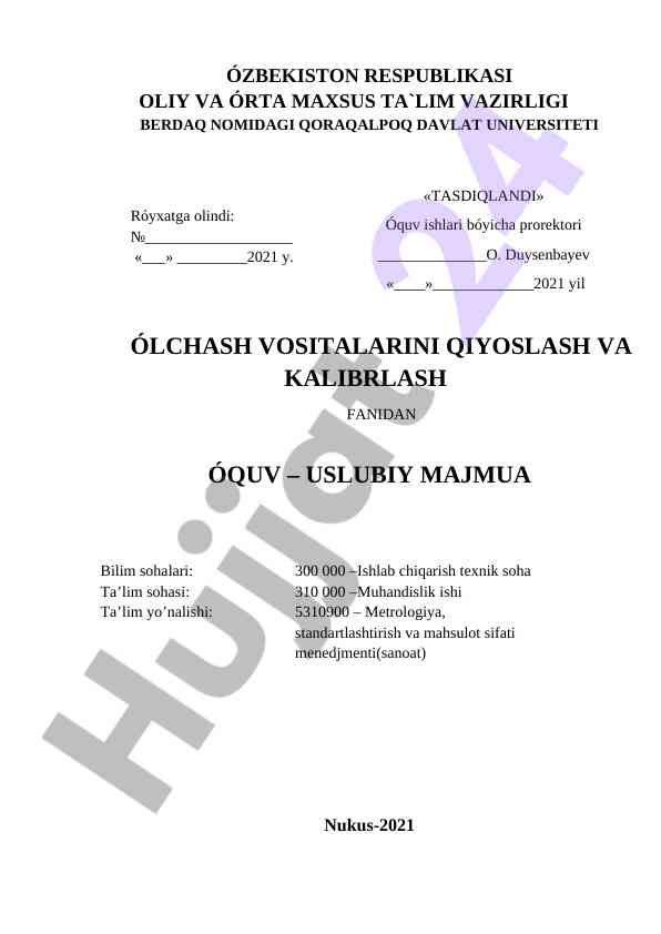O‘lchash vositalarini qiyoslash va kalibrlash