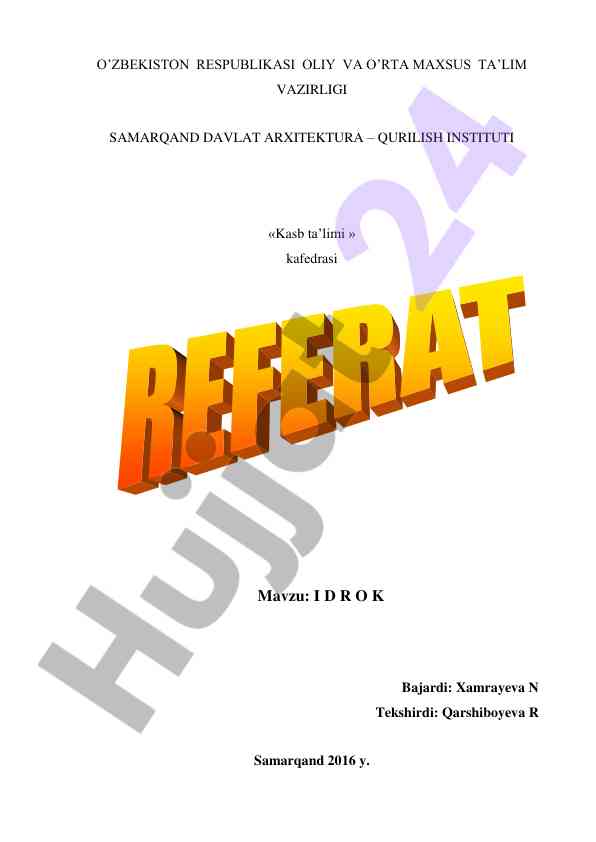 Idrok haqida umumiy tushuncha dars tariflari