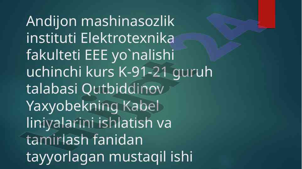Kabel liniyalaridagi shikastlanishlar tahlili