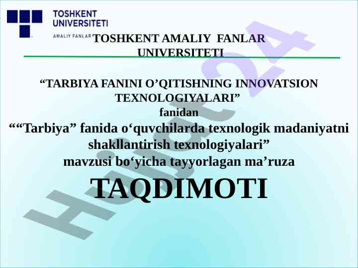 Innovatsion texnologiyalar bilan tarbiya o’qitish