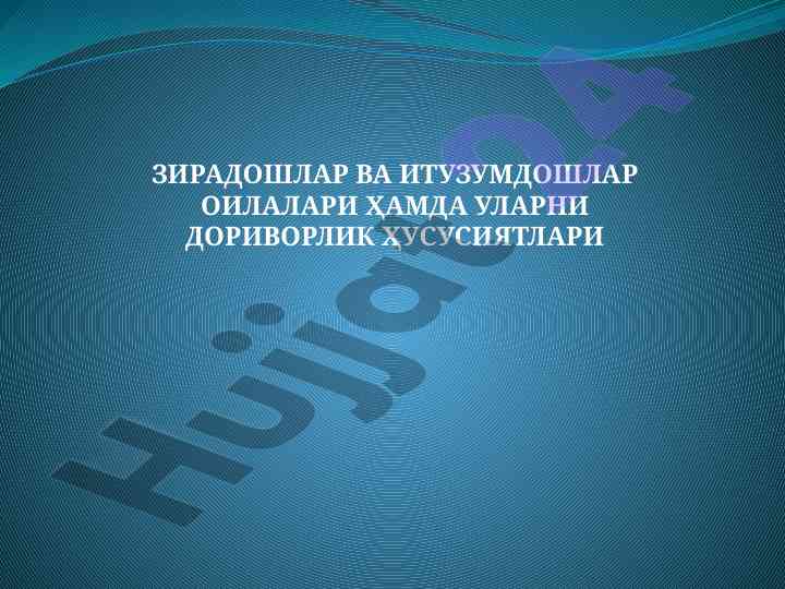Зирадошлар оиласи ва уларнинг дориворлик ҳусусиятлари