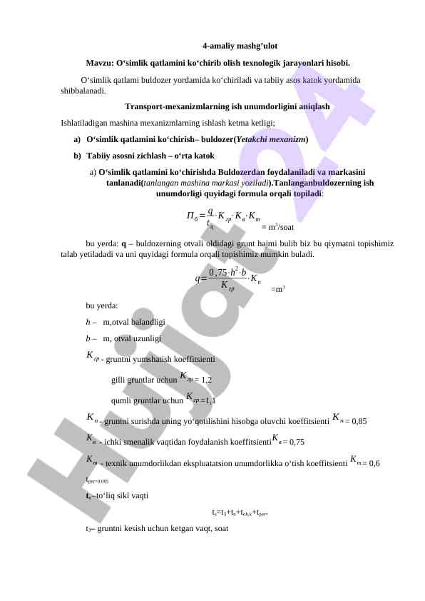 O‘simlik qatlamini ko‘chirib olish texnologik jarayonlari
