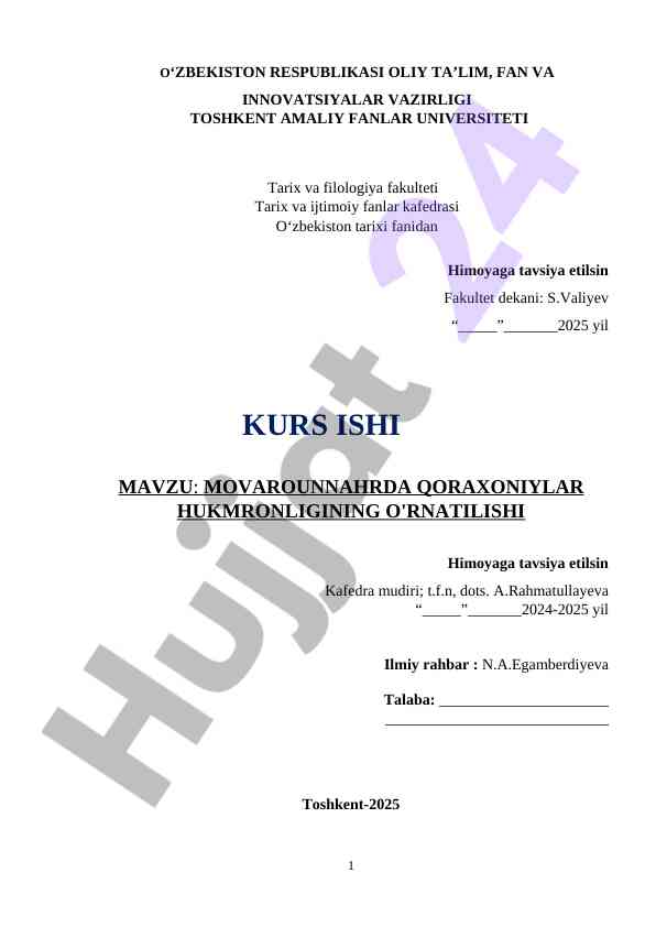 Movarounnahrda qoraxoniylarnning hukmronligi