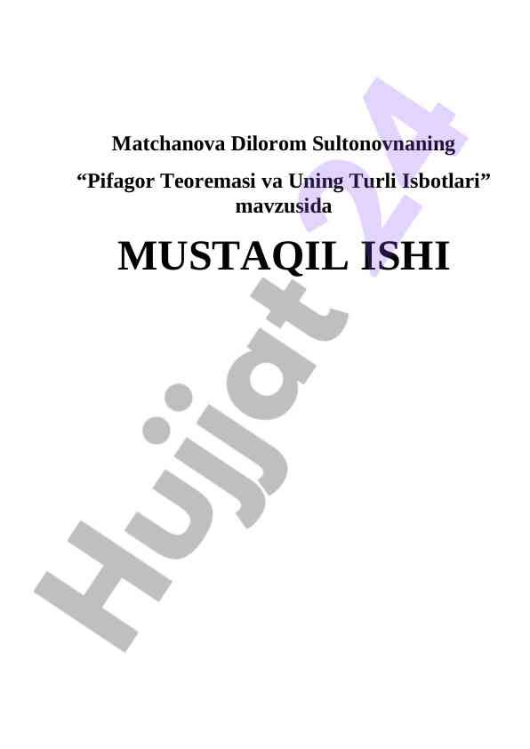 Pifagor teoremasi va uning turli isbotlari