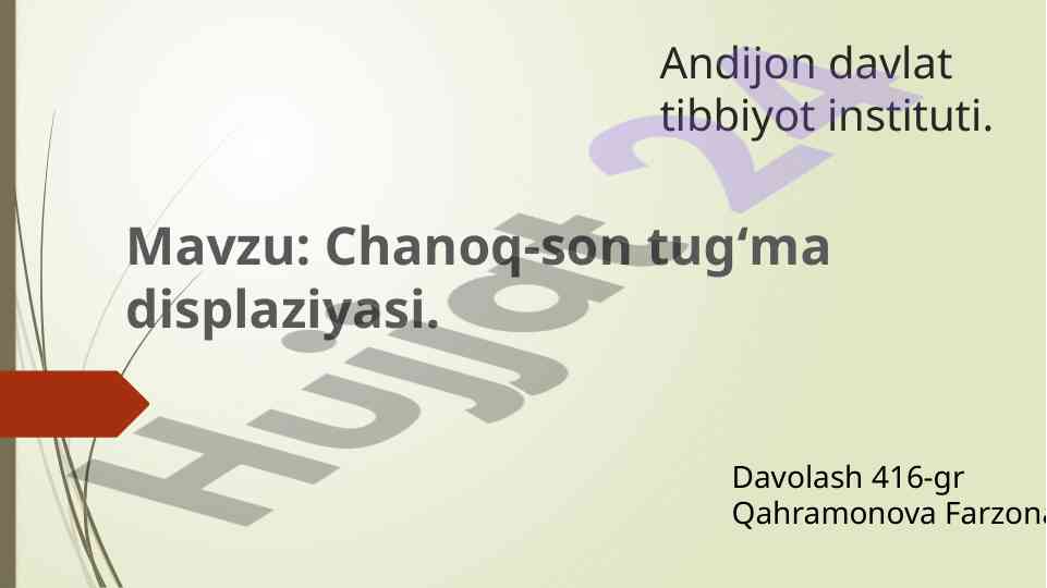 Chanoq-son tug‘ma displaziyasi davolash usullari