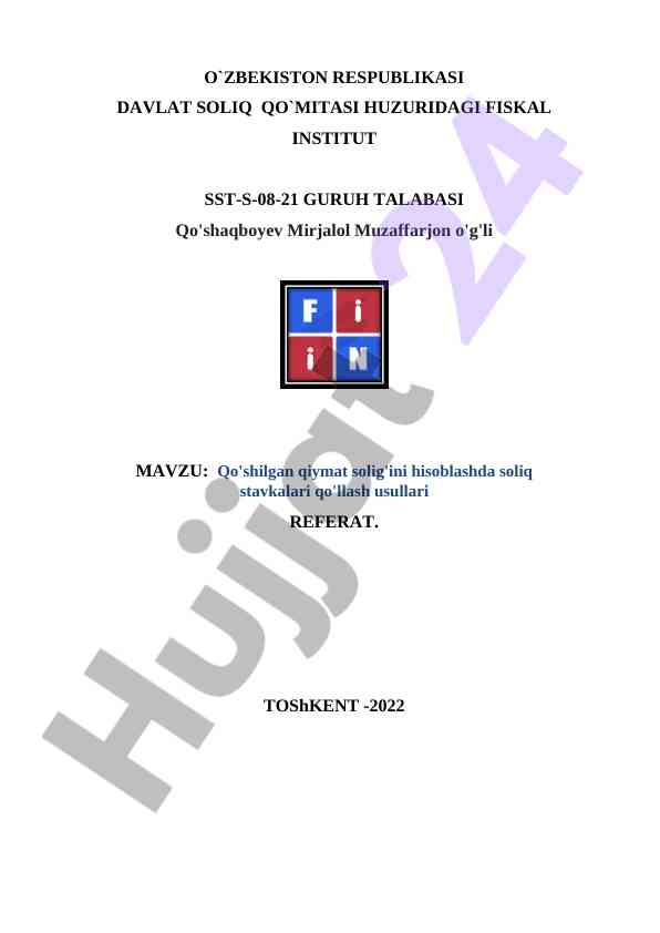 Qo'shilgan qiymat solig'ini hisoblash usullari