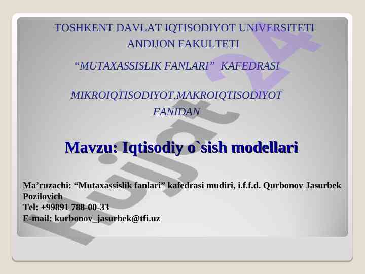 Iqtisodiy o'sish modellari tahlili