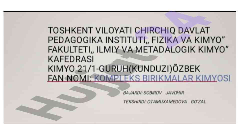A.verner nazariyasi va koordinatsion kimyo