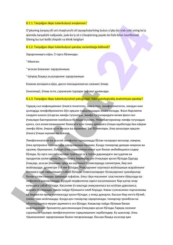 Tarqalǵan ókpe tuberkulyozi tushunchasi va diagnostikasi