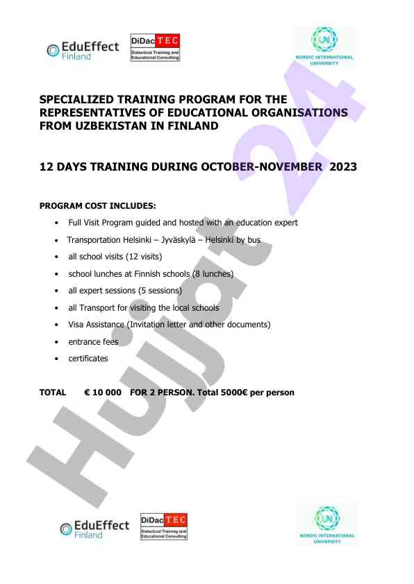 Training program for educational organisations in finland