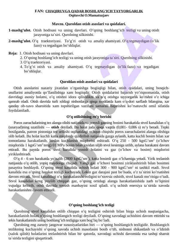 Qurоldan oтish asоslari va qоidalari
