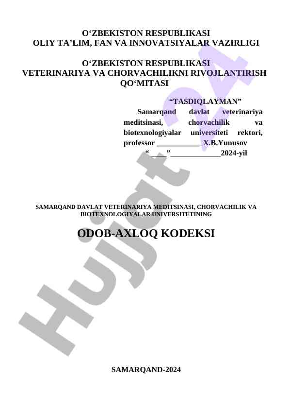 Odob-axloq kodeksi va ta'lim tizimi 2030