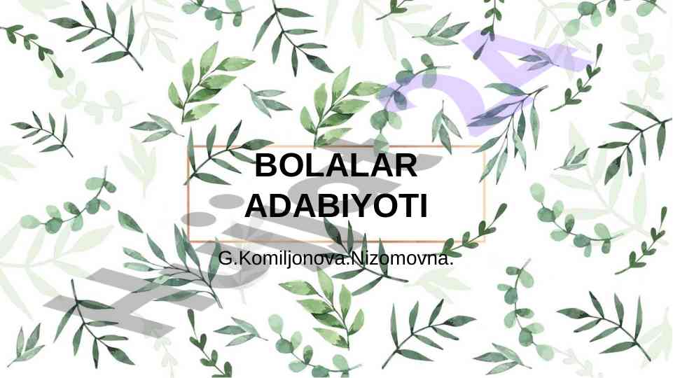 Bolalar adabiyoti taraqqiyoti bo'yicha tadqiqot