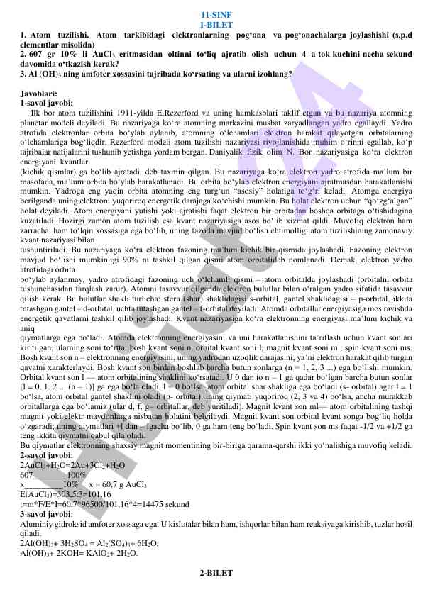 Atom tuzilishi va elektronlarning joylashishi