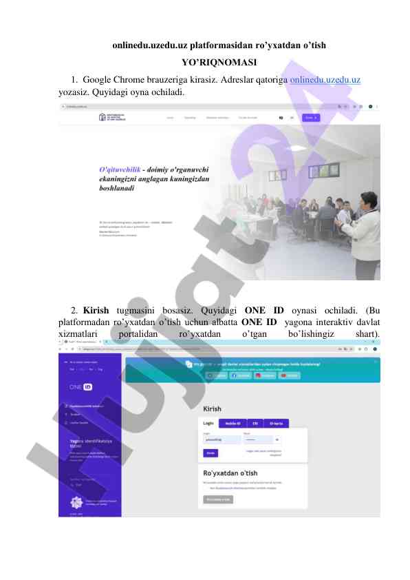 Online platformada ro‘yxatdan o‘tish yo‘riqnomasi