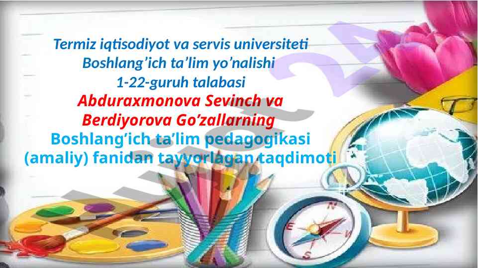 O'quvchilarni baholash me'zonlari taqdimoti
