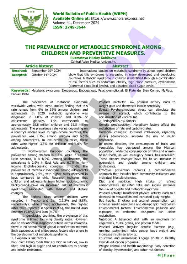 Prevalence of metabolic syndrome among children