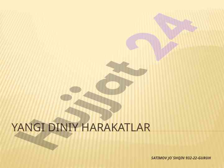 Yangi diniy harakatlar tahlili va o‘zbekistondagi ta'siri