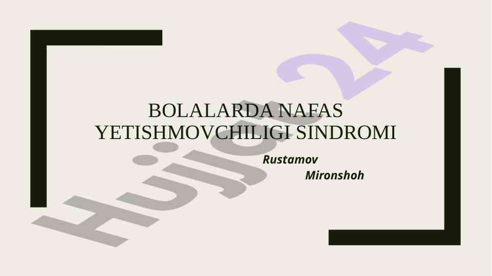 Bolalarda nafas yetishmovchiligi sindromi tahlili
