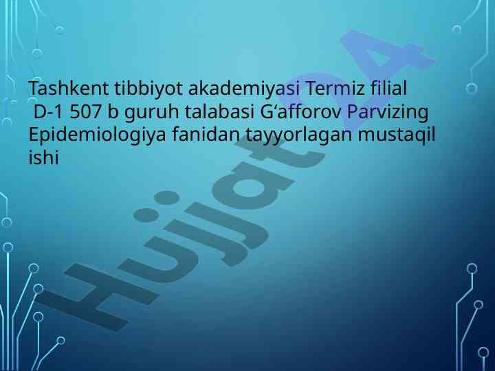 O'latga qarshi himoya kiyimlari tartibi va qoidalari