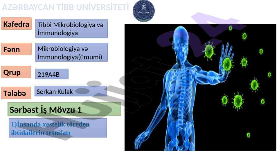 İnsanda xestelik töreden ibtidailerin tesnifatı