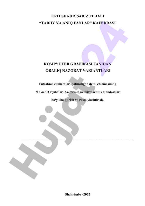 Kompyuter grafikasidan oralqi nazorat variantlari