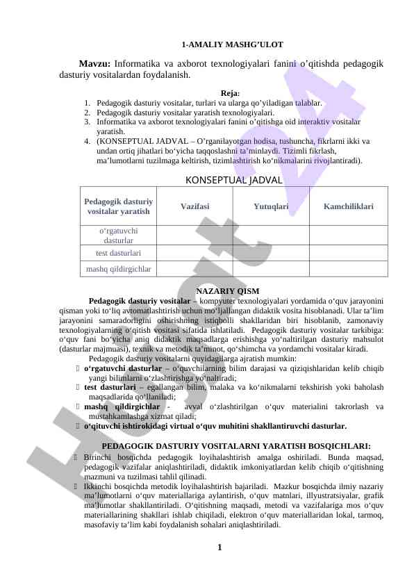 Informatika va axborot texnologiyalari fanini o‘qitish