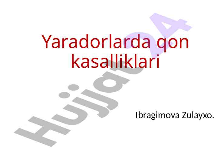 Yaradorlarda qon kasalliklari tahlili