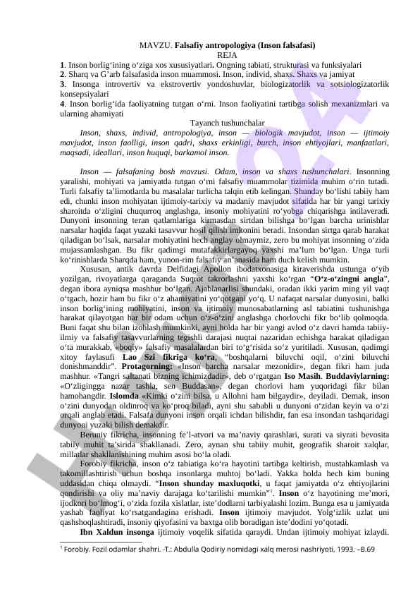 Falsafiy antropologiya: insonning tabiati va masalalari