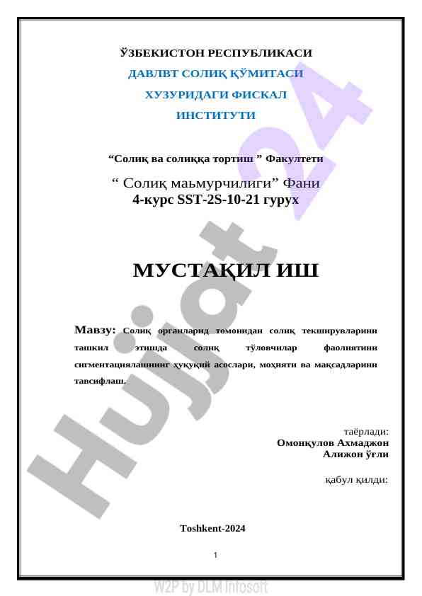 Solıq tizimining mohiyati va ahmiyati