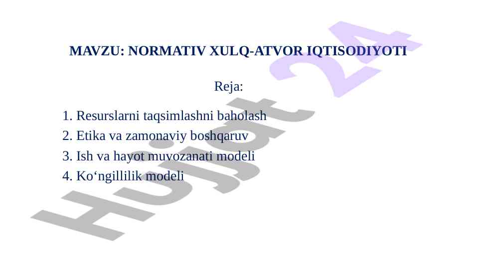 Normativ xulq-atvor iqtisodiyoti tahlili