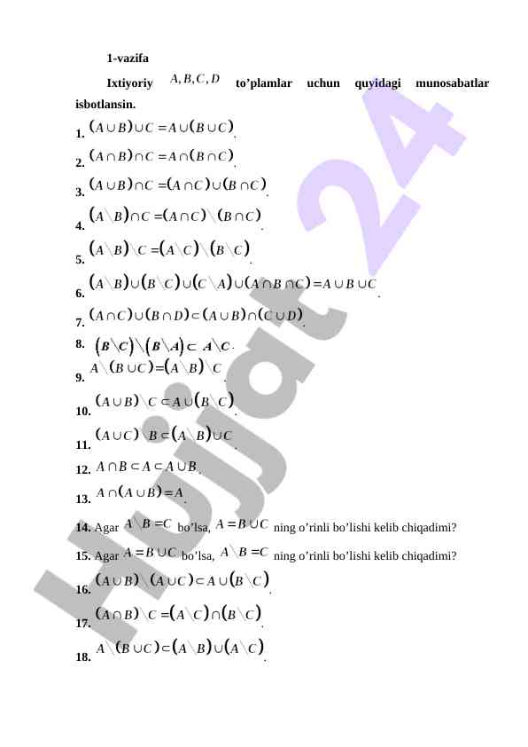 Matematika vazifalari va funksiyalarning hosilalari