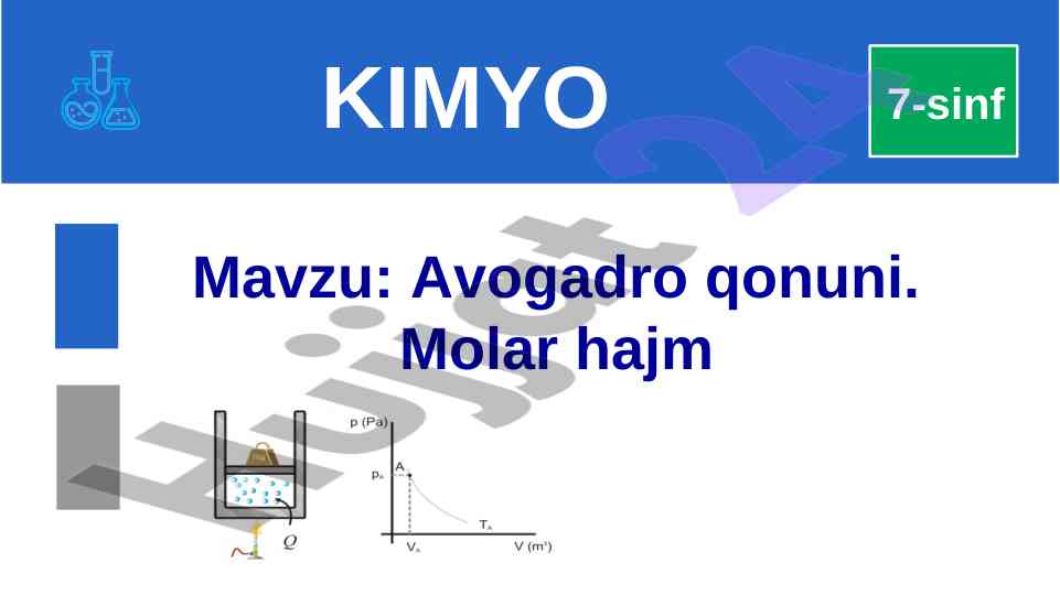 Avogadro qonuni va molar hajm bo‘yicha kurs ishlari