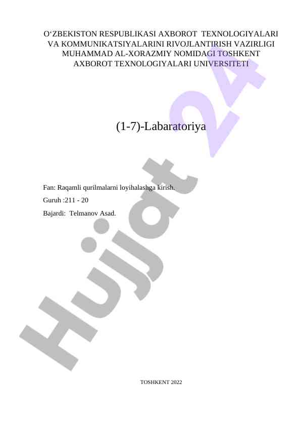 Raqamli qurilmalarni loyihalashga kirish