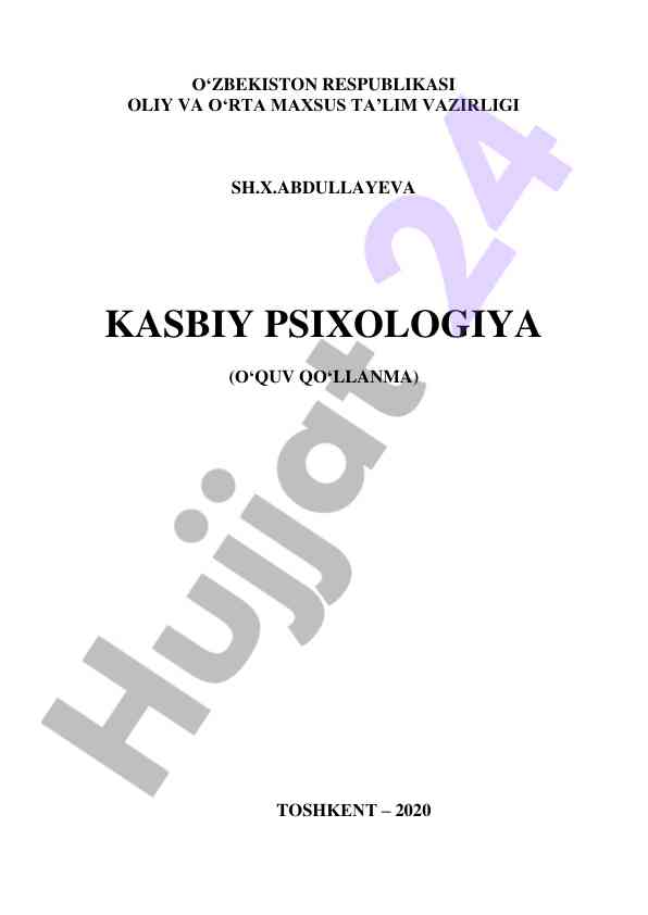 Kasbiy psixologiya o‘quv qo‘llanma