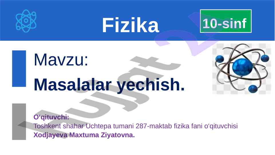 Masalalar yechish metodlari va formula