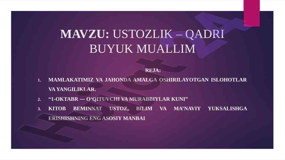 Ustozlik va yangi o‘zbekiston tashabbuslari