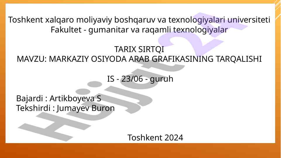 Markaziy osiyoda arab grafikasining tarqalishi