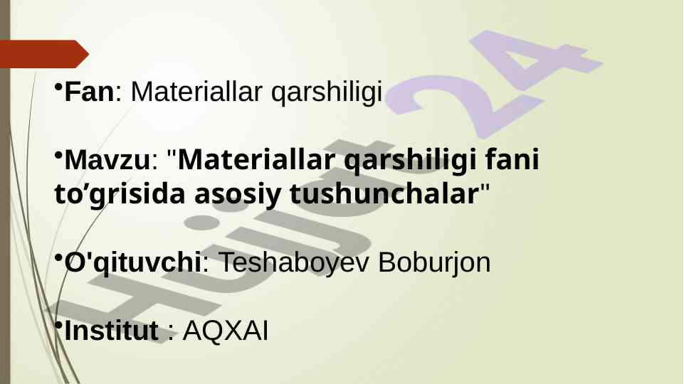 Materiallar qarshiligi fani tushunchalari