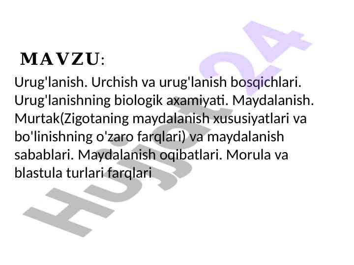 Urug'lanish va maydalanish bosqichlari haqida