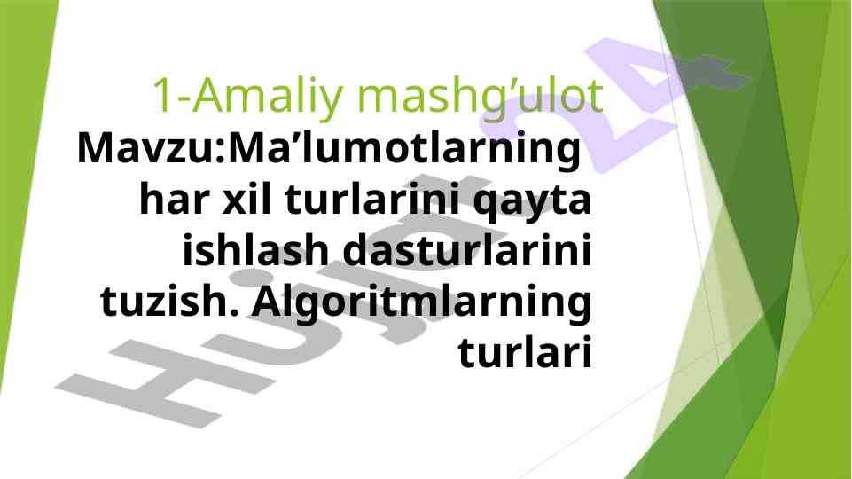Ma’lumotlar tuzilmalari va algoritmlar o‘rganish