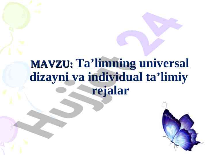 Ta’limning universal dizayni va individual rejalar